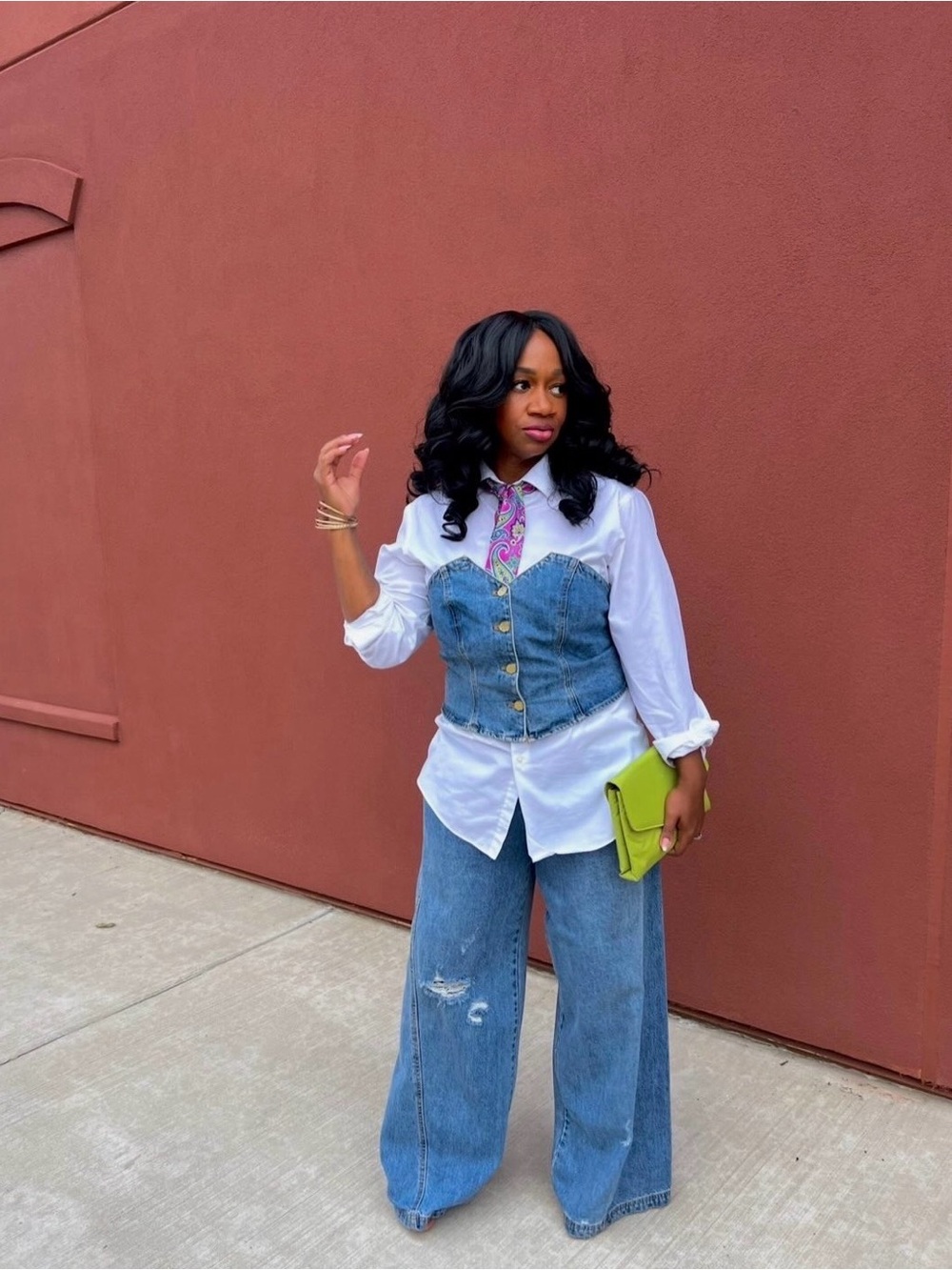 Jenee Naylor by TARGET button-front corset denim